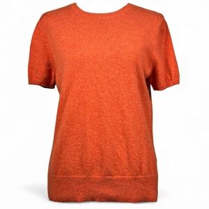 Lands' End Women's Bright Orange Cashmere Crew Neck Sweater, Size Medium